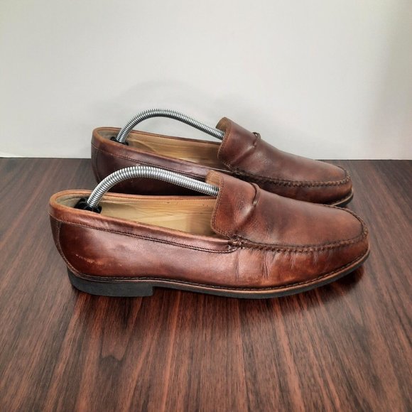 Johnston Murphy Ainsworth Mens Size 9.5 Shoes Brown Leather Sheepskin Loafers main image 12
